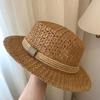 Lightweight Handwoven Sun Cap Sun Protection Flat Top Beach Hat Straw Boater Hat  Chic Travelers