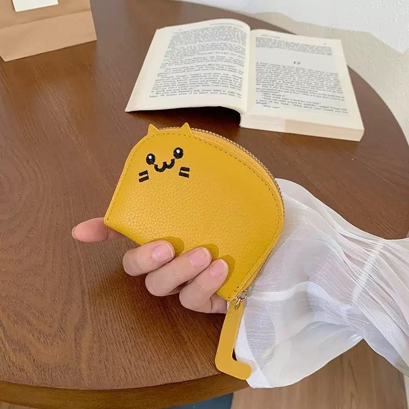 

Кошелек в форме мультяшного кота, женский, с несколькими отделениями для карт, милый модный кошелек из искусственной кожи, креативный держатель для удостоверения личности жёлтый