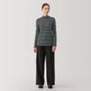 MUJI Brushed Milled Knit Black Size BB2QDA4A Women's High-Neck Long-Sleeve T-Shirt, Striped, L,