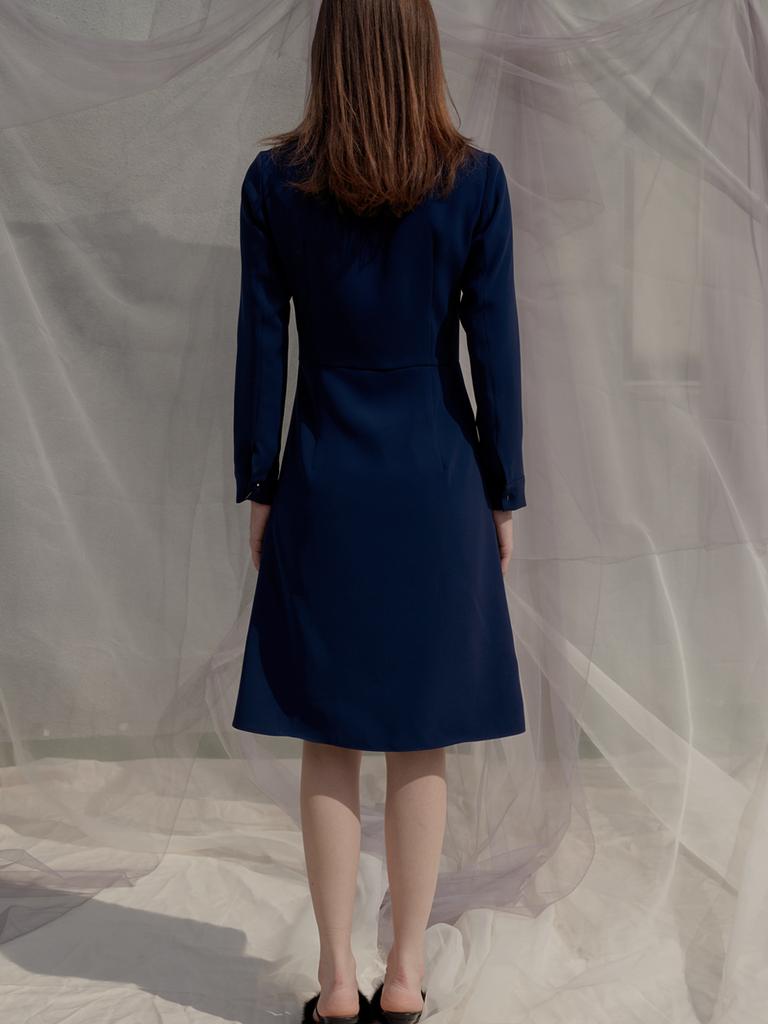 SORRY, TOO MUCH LOVE Double Button Trench Style Dress_Navy