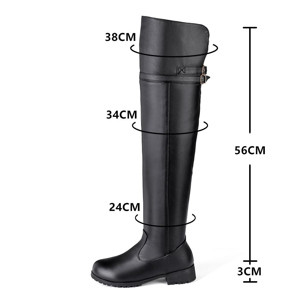 Black Low Heels Over The Knee Boots Women Platform Thigh High Boots Autumn Winter Long Boots Sexy Beige Brown Size 34-43