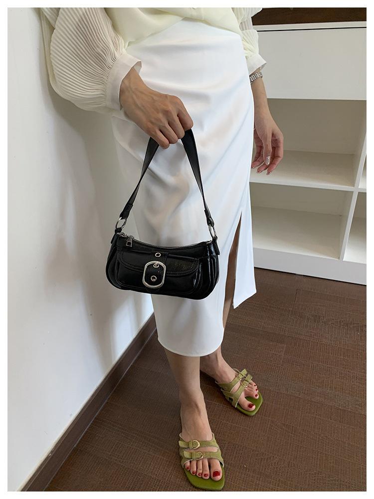 Korean Retro Light Luxury Baguette Shoulder Bag - Large Capacity, Simple Commute Style