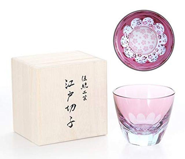 

Glass-Labo Таинственный стакан с узором, который расширяется, когда вы наполняете его сакэ [в деревянной коробке] Edo Kiriko, сделано в Японии