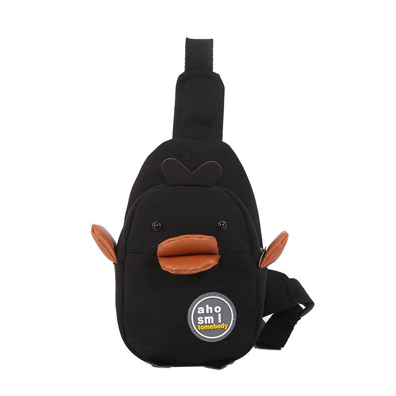

Canvas small bag female duck versatile shoulder chest bag 2025 new large capacity student bag cartoon cute shoulder bag чёрный