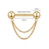 Right Grand ASTM F136 Titanium Threadless Push Pin Nipple Shield Ring with Double Chain Dangle 14G Barbell Piercing Jewelry