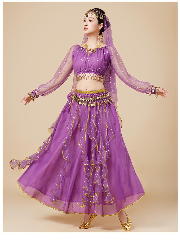 Huayu 2025 Indian Belly Dance Long Sleeve Performance Costume for Women