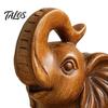 Compact Shelf Statue Elephant Figurine Ornament, Resin Wood Grain Statue, Auspicious Traditional Chinese Craft Animal Sculpture for Home Office Living