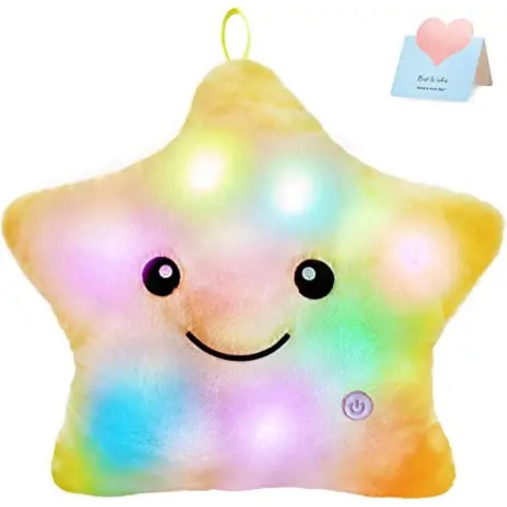 34CM Creative Toy Luminous Pillow Soft Stuffed Plush Glowing Colorful Stars Cushion Led Light Toys Gift For Kids Children Girls