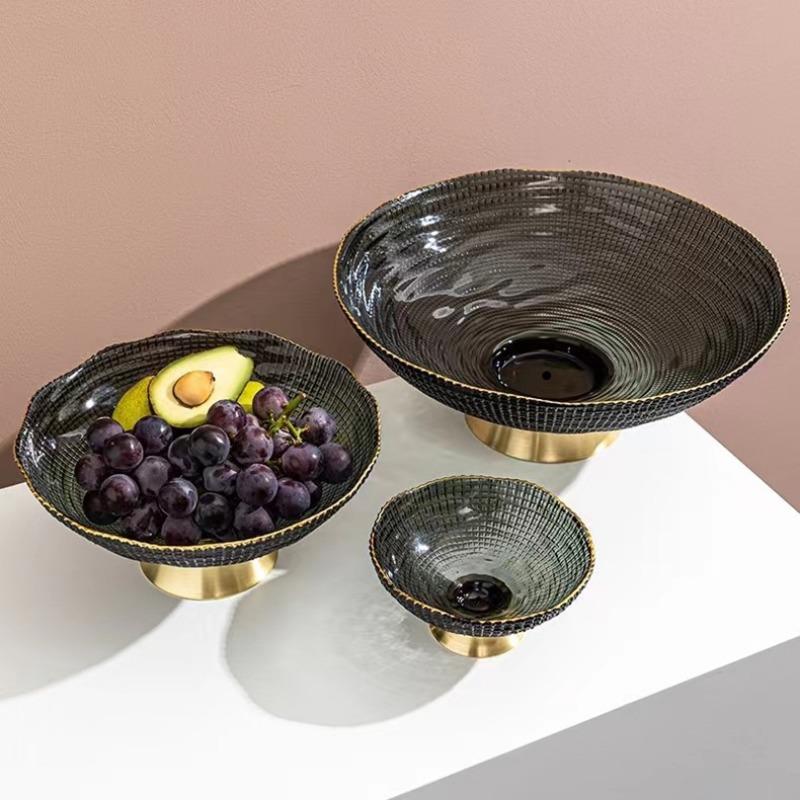 PET Fruit Plate With Base Diamond Pattern Simple Creative Home Decorative Living Room Coffee Table Candy