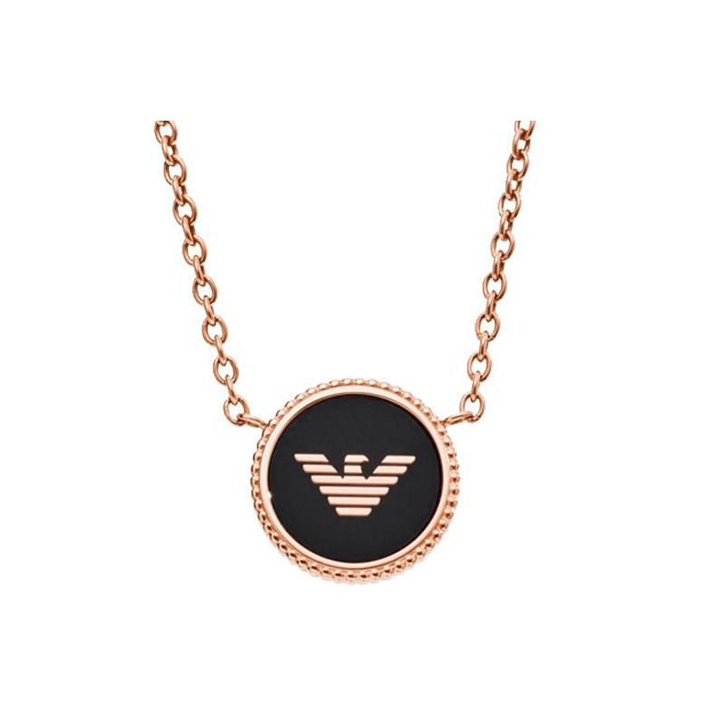 

Emporio Armani Black Enamel Rose Gold 42cm Stainless Steel Necklace Unisex necklace EGS2533221