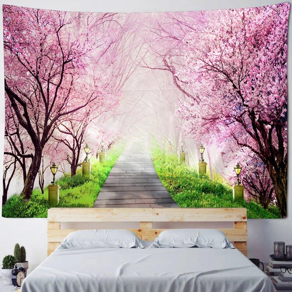 Retro oil painting tapestry plants flowers wall hanging hippie home art decoration living room bedroom wall decoration