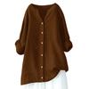 Damen Langarm Knopf Farbe Lockeres Hemd Freizeit Hemd