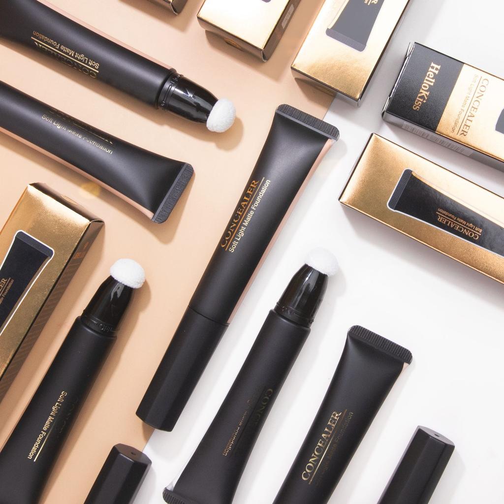 Hellokiss Light Concealer Foundation, Delicate and Docile, Naturally Brightening Sponge Head Concealer Makeup