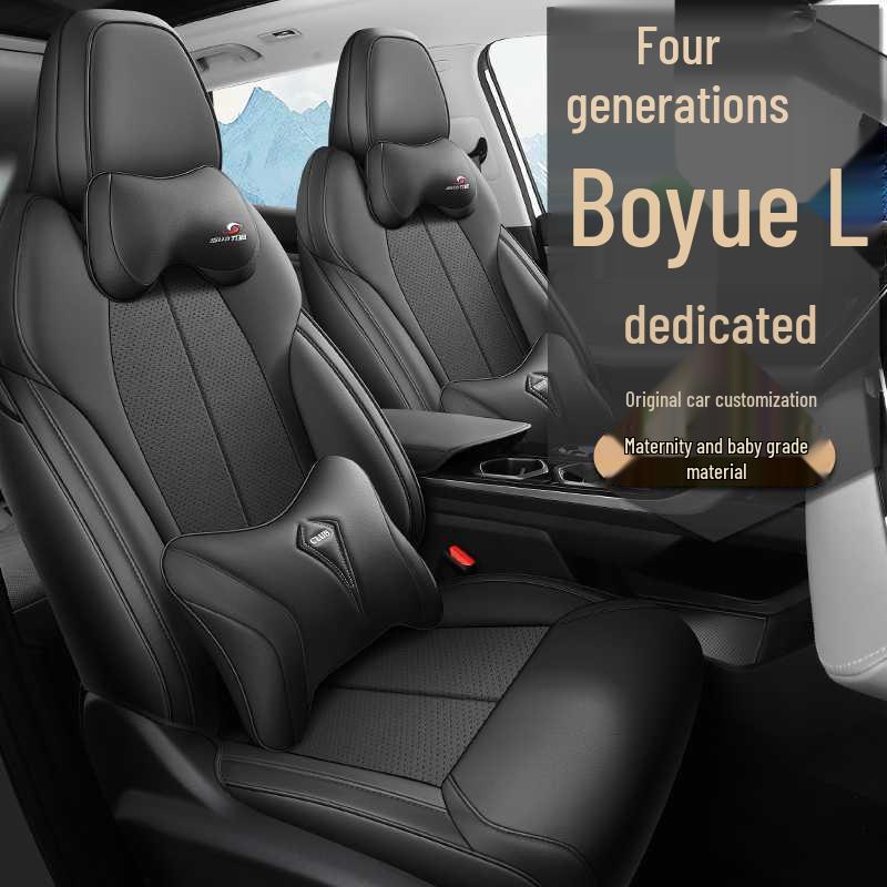 Breathable Perforated Leather Seat Covers for 2023-2025 Geely Boyue L: Full Coverage, Four Seasons Cushion