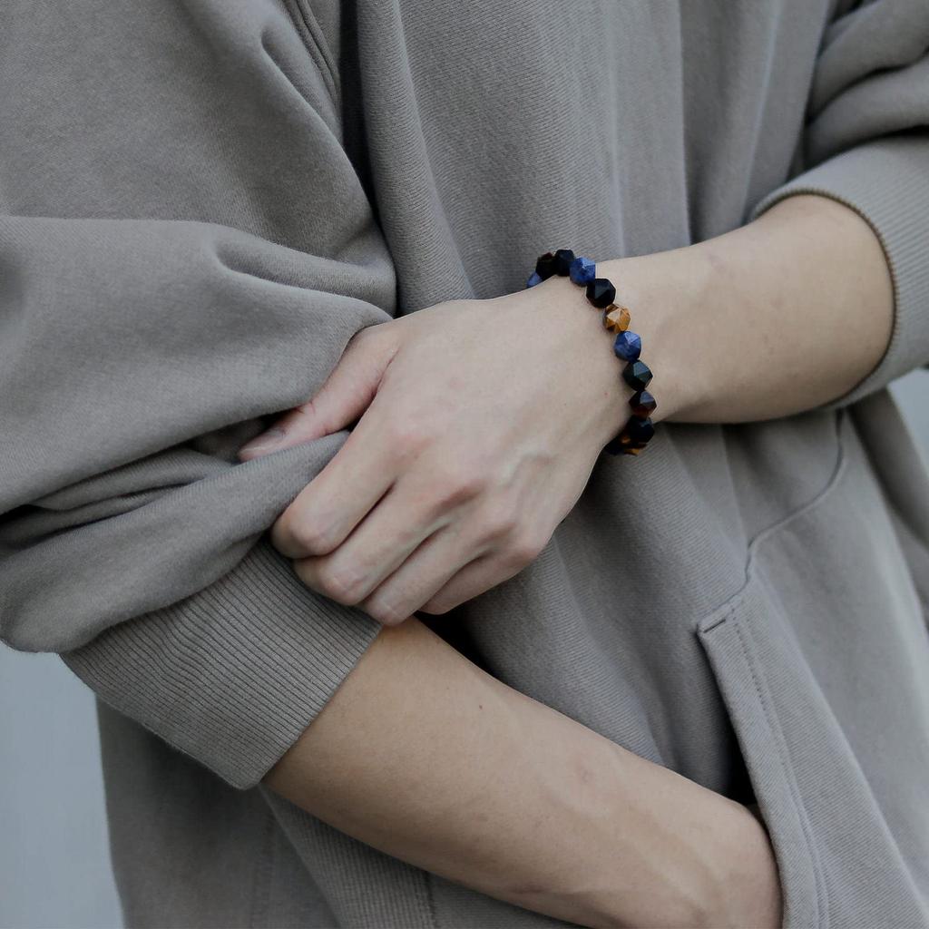 AWNL Tiger Eye Bracelet with Sterling Silver Men's Clasp, 16.5cm-18cm