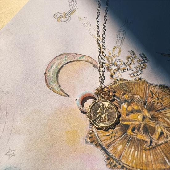 12 Constellations Pendant Necklace Faux Opal Moon Charm Necklace Constellation Symbol Jewelry Birthday Gift