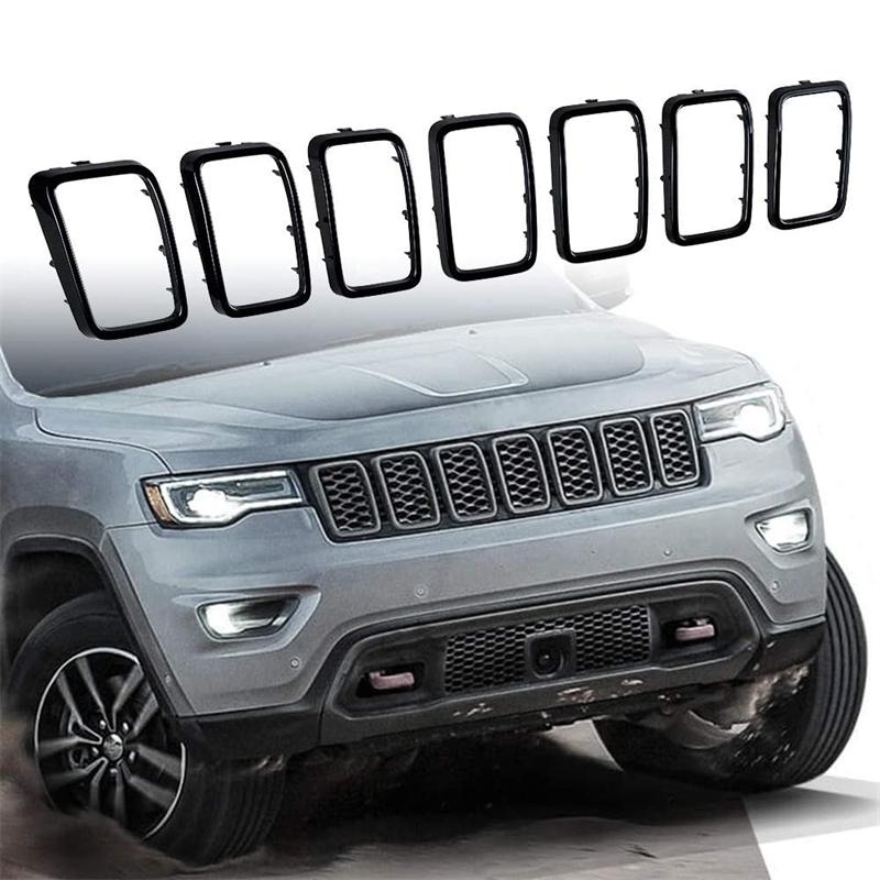 7Pcs Glossy Black Front Grille Inserts Cover Trim Kit Grill Ring For Jeep Grand Cherokee 2017 2018 2019 2020