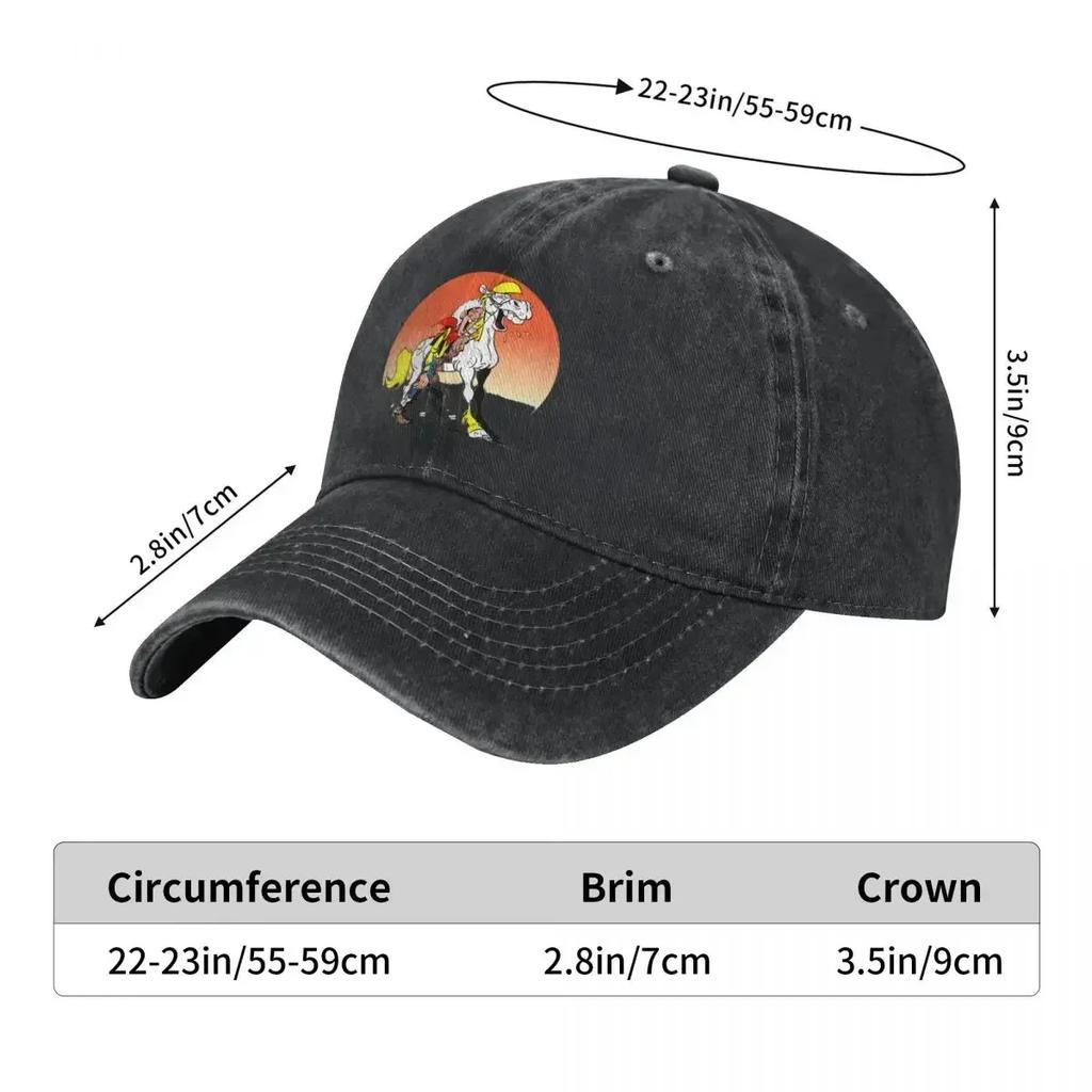 Cappellino da Baseball da Cowboy Lucky Luke Divertente Stile Unisex Lavato Usurato Snapback Cappello Fratelli Dalton Fumetti Lucky Luke Cappellini Regalo Cappello