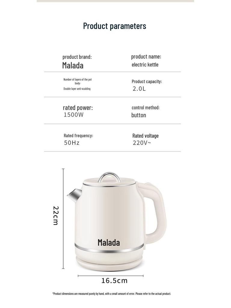 Wanlida 316 Stainless Steel Electric Kettle for Home and Dorm Use - 304 Insulated Water Boiler