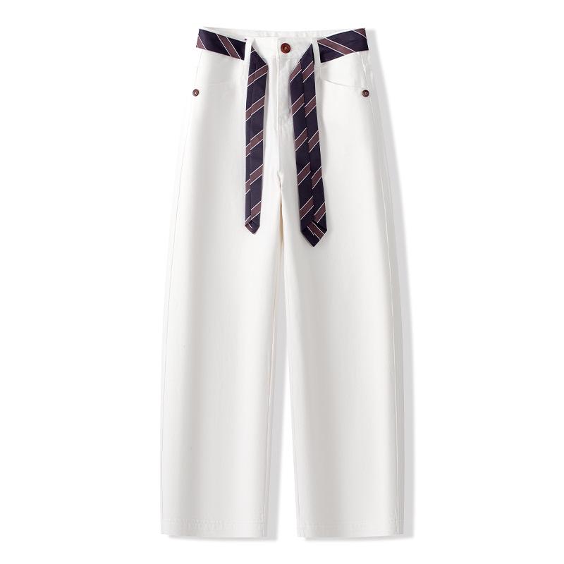2025 A/W Women's Ribbon High-End Drapey Straight-Leg Jeans