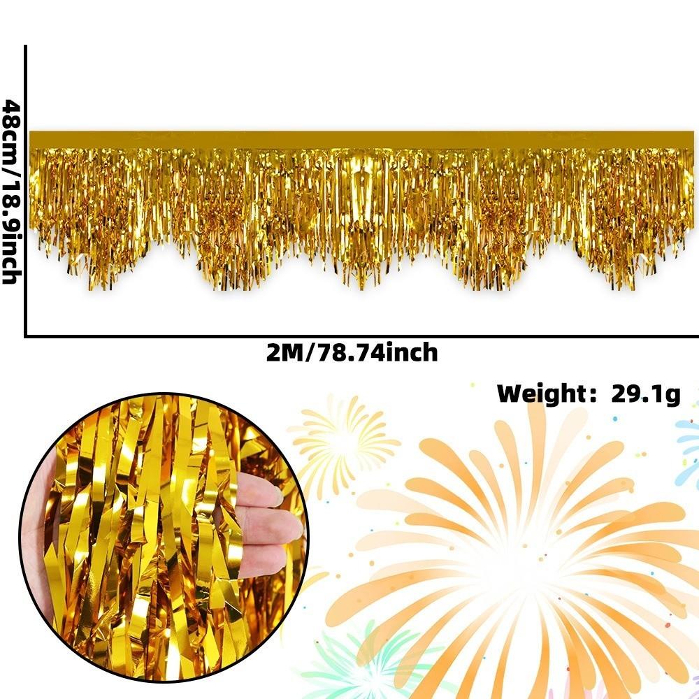 6.56ft Length Metallic Fringe Garland Tinsel Streamers Banner  Stage Party Decoration