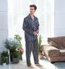 Men's Imitation Silk Striped Pajamas Set - Long-Sleeved, Autumn, Printed, Thin Homewear (Style 89011)