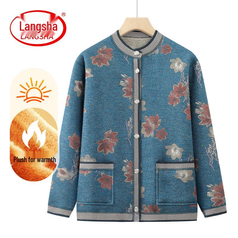 Langsha Women's Thermal Knit Cardigan for Elderly
