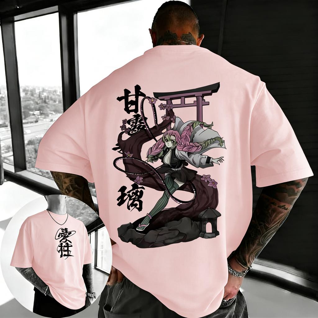 Summer Ghost Slayer Glass Anime Men's T-shirt Street Style Loose Cotton T-shirt Fans and Enthusiasts Short