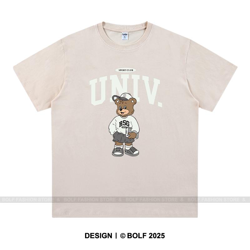 

American College Bear Printed Unisex Men Women T-Shirt Tees Tops 100% Cotton Oversized Letterman Graphic 4XL