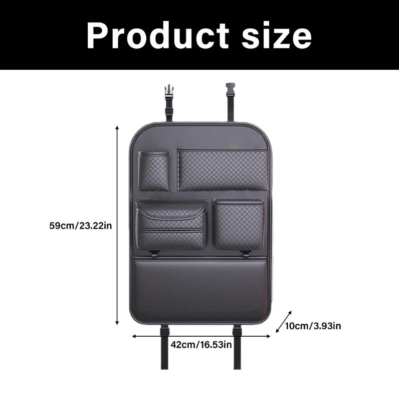 Automotive Back Pocket Multiple Compartment Storage Bag Multifunctional Backseat Pocket Kick Mat Seat Back Organizer