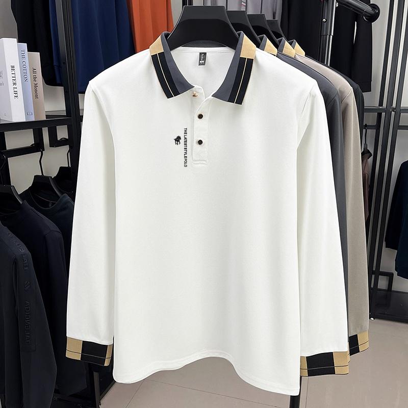 Men's Polo Shirt Lapel Long Sleeve T-Shirt Spring Autumn Arrival Badge Print Fashion Leisure Business Men'swear