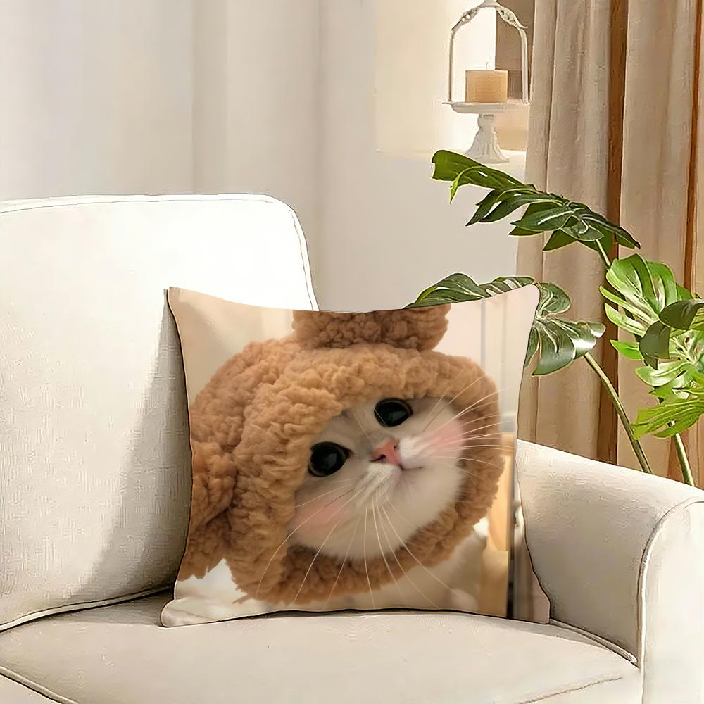 Cute Pet Animal Cushion Cover Reversible Plush Pillow Cover Soft Fluffy Home Decor for Sofa Bedroom