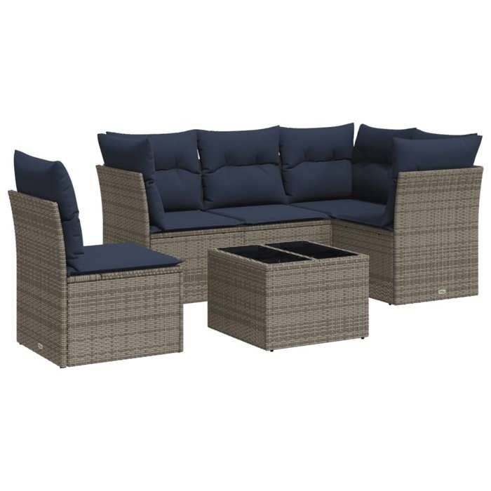 VidaXL Garden Lounge Set with Cushions 6 Pcs, Sofas with Adjustable Feet, Outdoor Furniture Set Patio Terrace 3217651