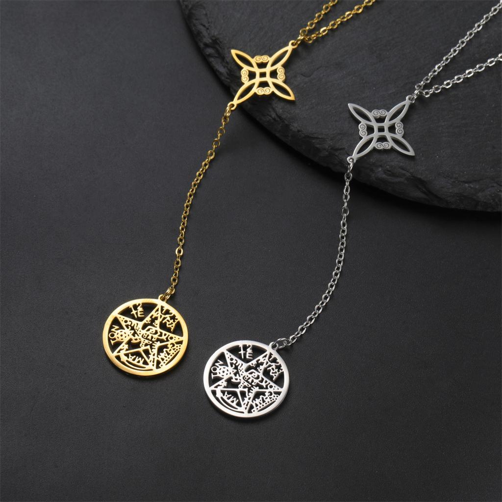 Wicca Tetragrammaton Pentakel Halskette Edelstahl Heiliger Hexenknoten Anhänger Kette Salomos Siegel Amulett Schmuck Geschenke