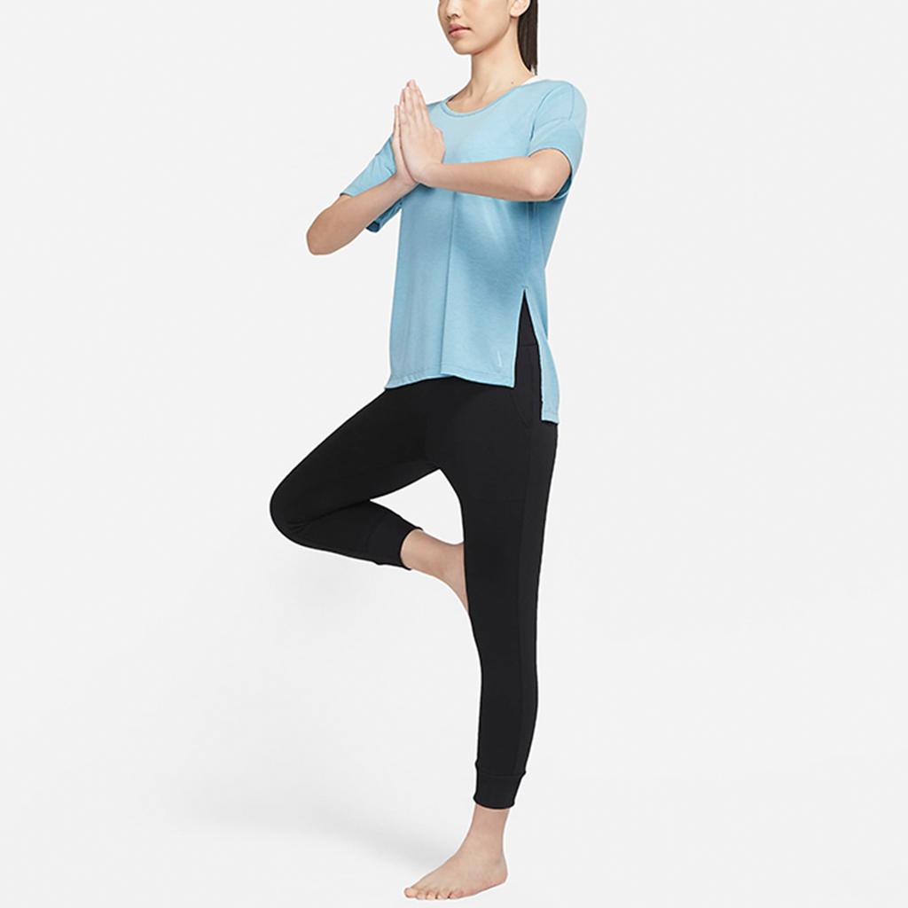 Nike Yoga Fitness Short Sleeve T-Shirt Women Tops Blue CJ9327-424