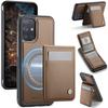 For Samsung Galaxy A51 4G SM-A515 Leather Back Cover Compatible with MagSafe JEEHOOD J06 Phone Case with Card Bag RFID Blocking