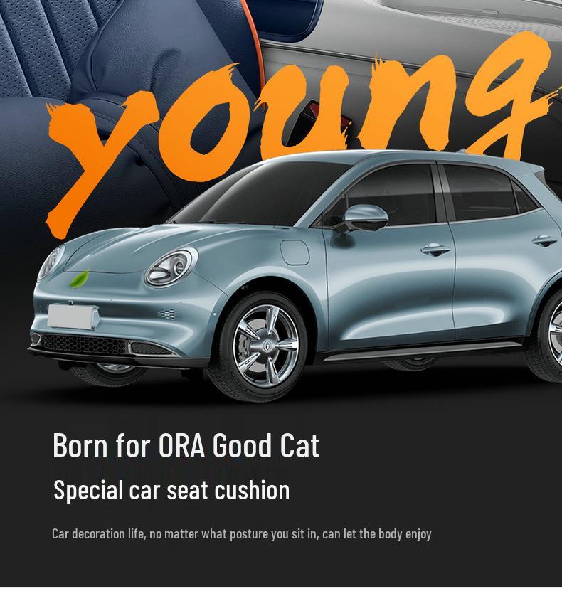 ORA Good Cat GT Universal Leather Car Seat Cover - Cartoon Design, Four Seasons, Full Surround