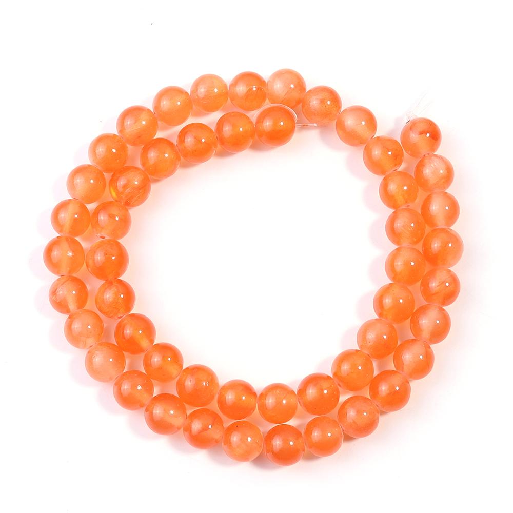 1 Strand 4 6 8 10 12mm Natural Stone Beads Orange Jade Round Loose Gemstone Beads For Jewelry Making DIY Bracelets Accessories