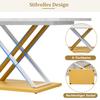 Dining Table for 4-6 People, 140x80cm, Modern Kitchen Table with Thickened Artificial Marble Tabletop and X-shaped Metal Legs