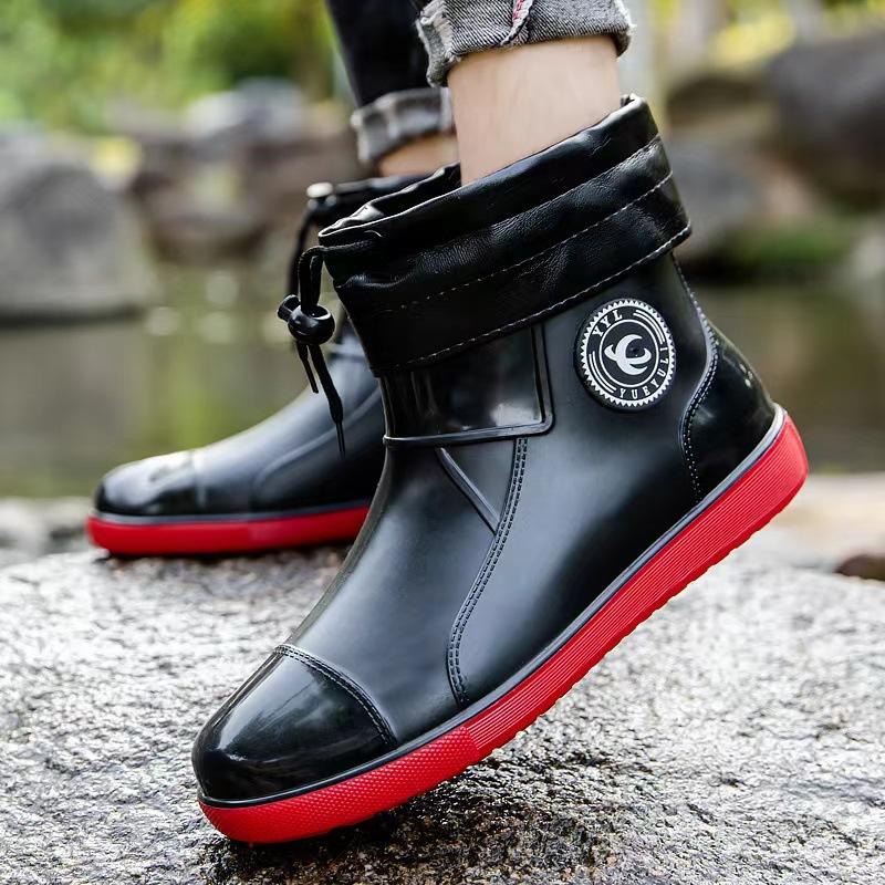 Fashion Rain Boots Men Casual Waterproof Shoes 2025 New Anti-slip Men Working Boots Wear-resistant Rubber Shoes for Men Outdoor