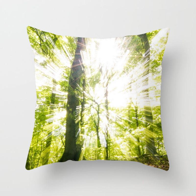 Sunshine Forest Landscape Printed Throw Pillow Cover Sofa Decoration Car Office Seat Cushion Cover Room Home Decor Pillow Cover