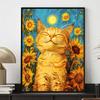 Sunflower Kitten Diamond Art Piece Set, 5D DIY Full Square Diamond Dot Gemstone Crystal Craft Decoration Home Wall Mural