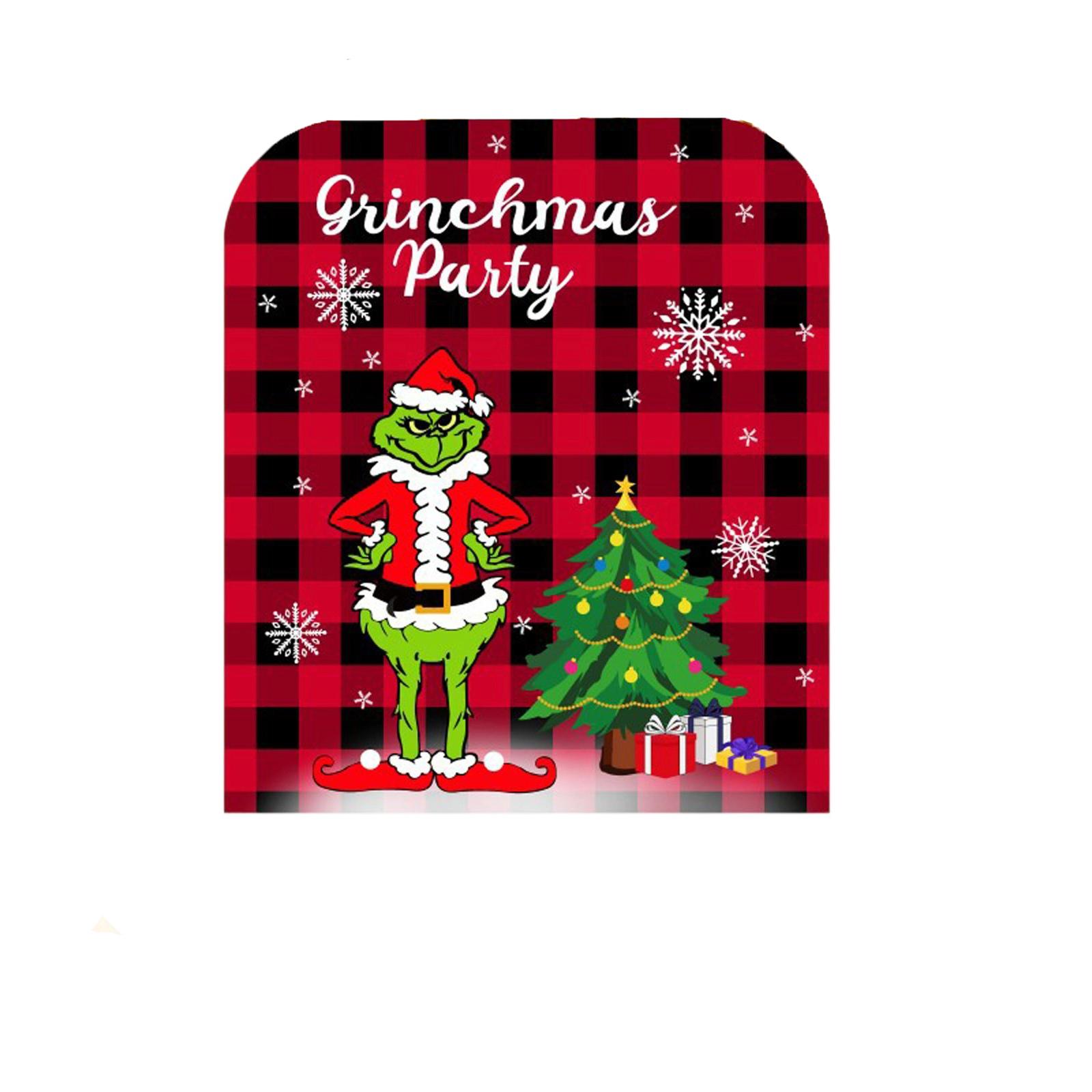 

Рождественская накидка на спинку стула, креативная печать, зеленая, для обеденного стола, украшение для дома One Size