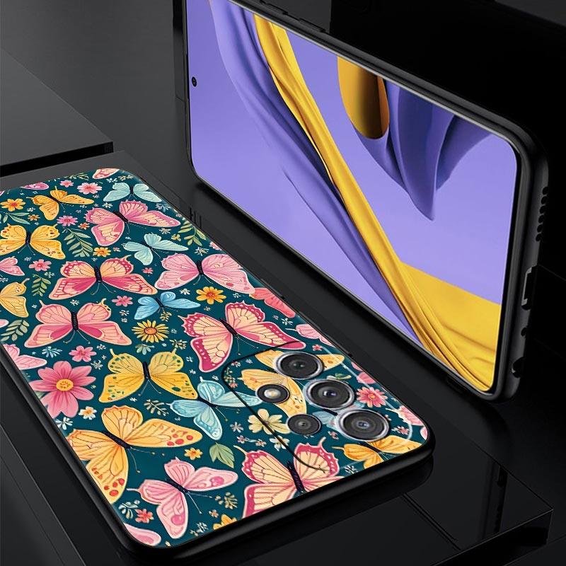 Fjärilsdesign Fodral för Samsung Galaxy A55 A35 A15 A14 A13 A25 A54 A51 A71 A72 A73 A32 A52 A41 5G Mjukt TPU-skal Fundas