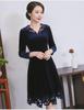 Plus Size European & American Celebrity Velvet Dress with Embroidery and Hollow Design