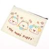 Cute Little Dog Cosmetic Bag Happy Puppy Canvas Makeup Storage Bag Large Capacity Storage Pouch Travel Toiletry Bag
