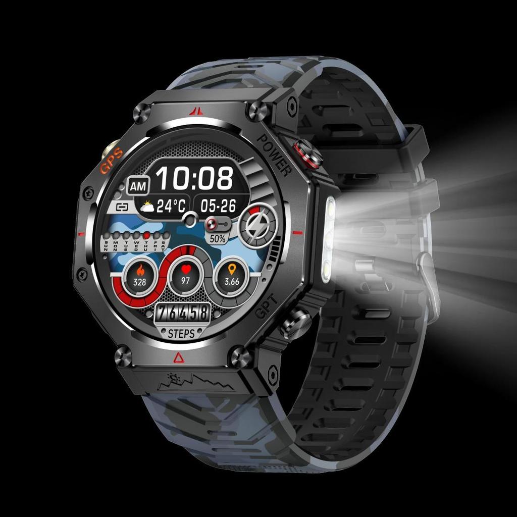 Rainbuvvy KC91 GPS Smart Bracelet 1.39inch TFT 360x360 BLE5.3 GPT 3ATM Waterdicht 530mAh Bluetooth Bellen Zaklamp Android Smartwatch
