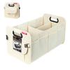 OEMASSIVE Car Storage Box 55 X 32 X 32 Cm Compact Foldable Size Waterproof Trunk Case with Dividers for Organized Storage Car Compatible Beige