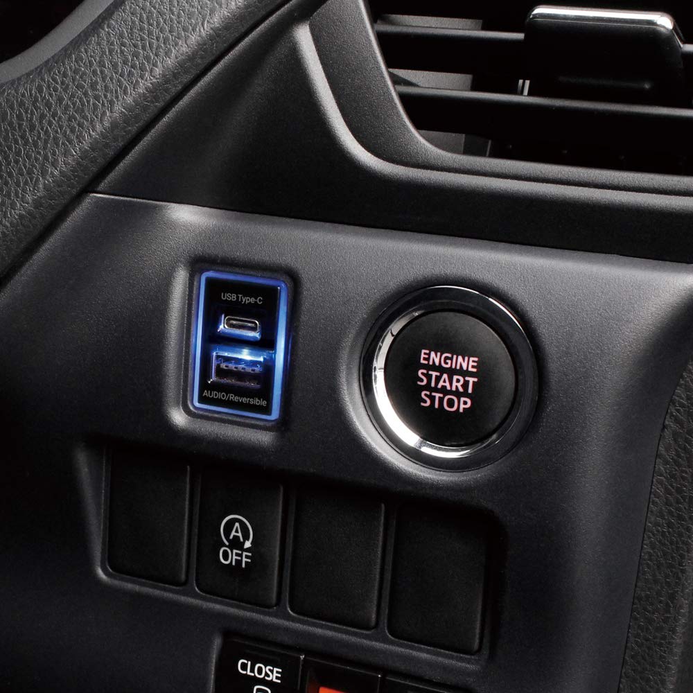 Tsuchiya Yac VP-135 AUDIO+TYPE-C Reversible USB Port for Toyota Vehicles, Black, 7.1 X 3.6 Inches (18 X 9.2 Cm)