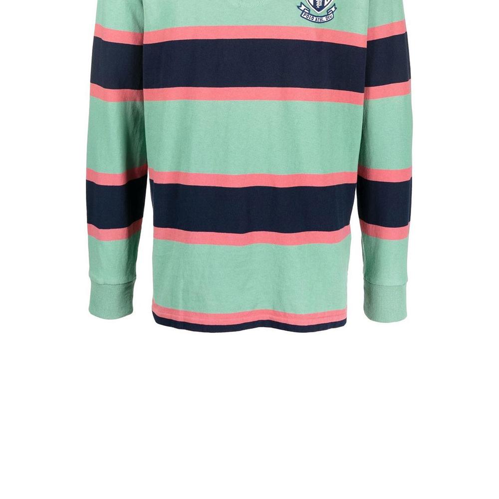 Polo Ralph Lauren SS22 Logo Brodert Stripet Langermet Poloskjorte Herretopper Mintgrønn 710880813-001